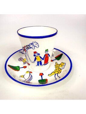 Vintage Allerton Fine Bone China Noahs Ark Hand-Painted Cup & Saucer Set